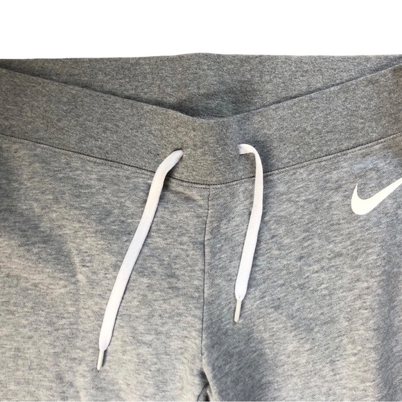 Nike Cropped Gray Sweatpant Size M Jogger Hem Drawstring Large Blue Swish - Picture 2 of 4